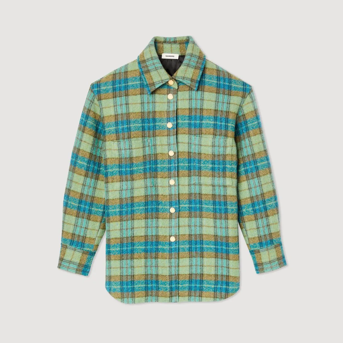 Cheap Checked Wool Overshirt Coat Women Matching Sets