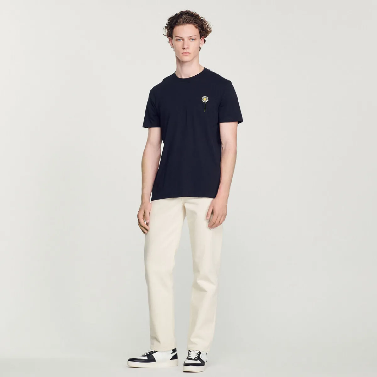 Hot Cotton T-Shirt With Dandelion Embroidery Men T-Shirts & Polos