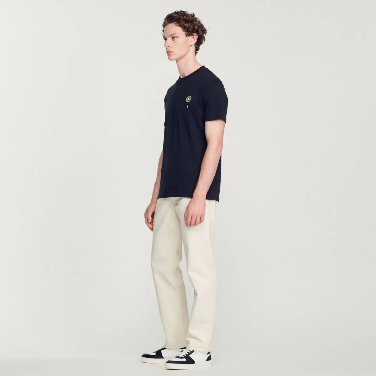 Hot Cotton T-Shirt With Dandelion Embroidery Men T-Shirts & Polos