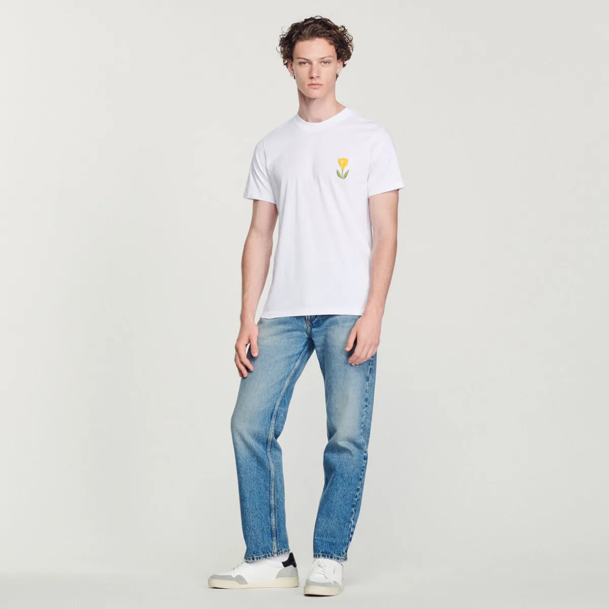 Cheap Cotton T-Shirt With Tulip Embroidery Men T-Shirts & Polos