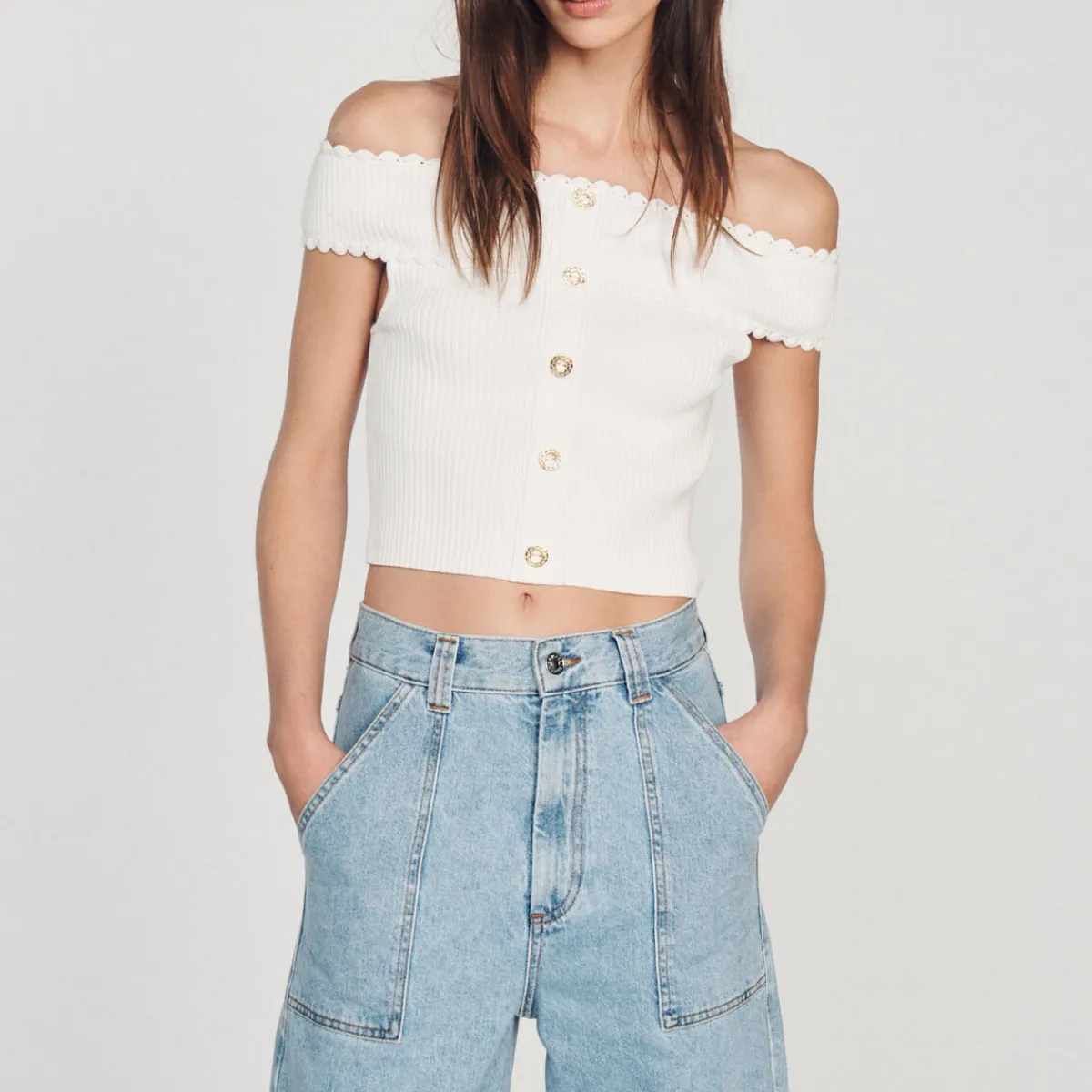 Outlet Cropped Knit Top Women Sweaters & Cardigans
