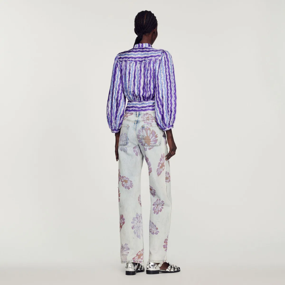 Cheap Cropped Silk Shirt With A Floral Print Women Tops & Shirts