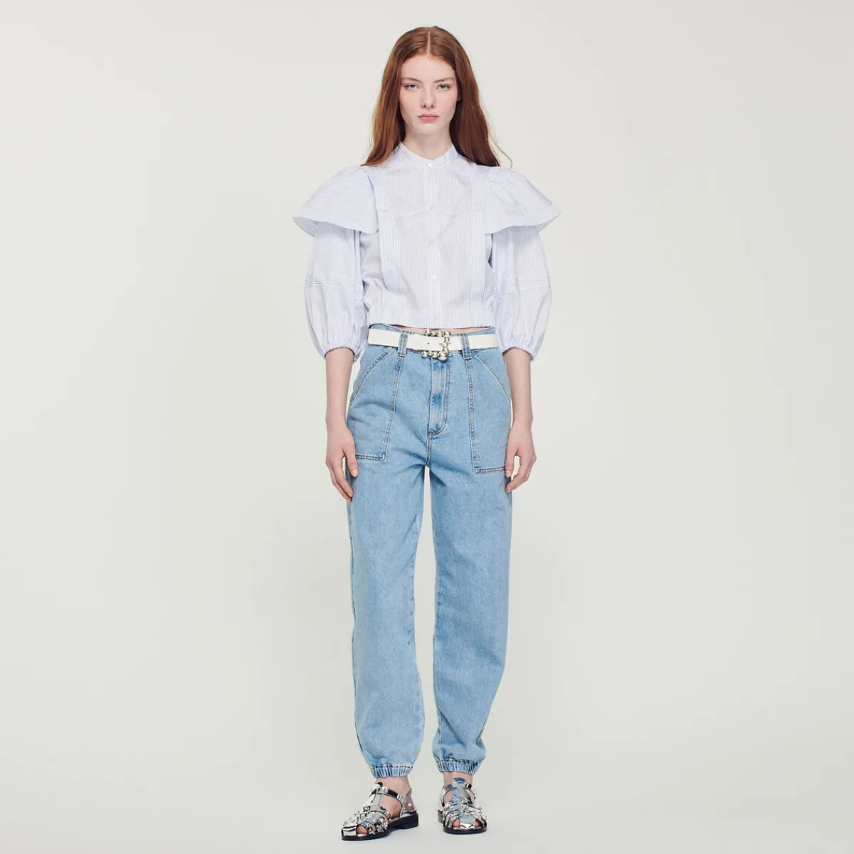 Store Cropped Striped Shirt Women Tops & Shirts