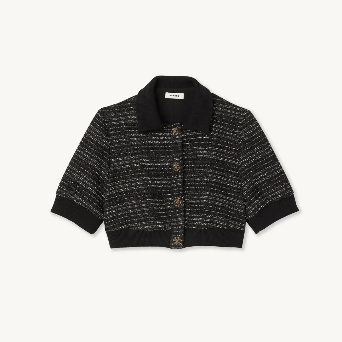 Clearance Cropped Tweed Short-Sleeved Jacket Women Matching Sets