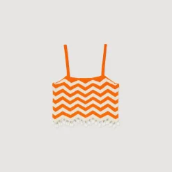 Cheap Drop-Bead Crop Top Women Sweaters & Cardigans