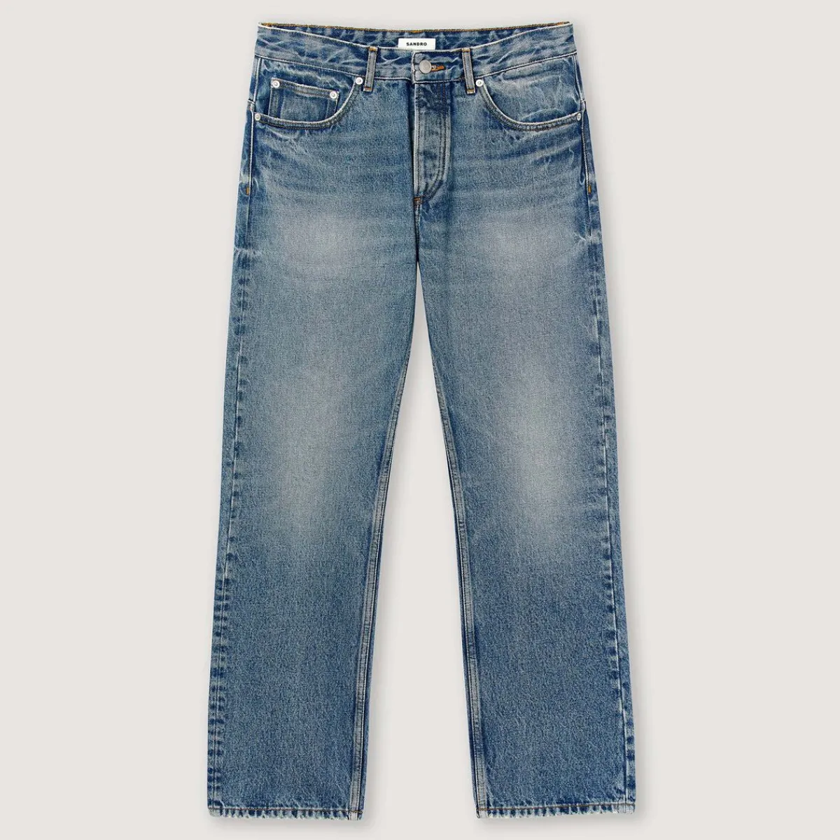 Shop Faded Straight-Leg Organic Cotton Jeans Men Jeans