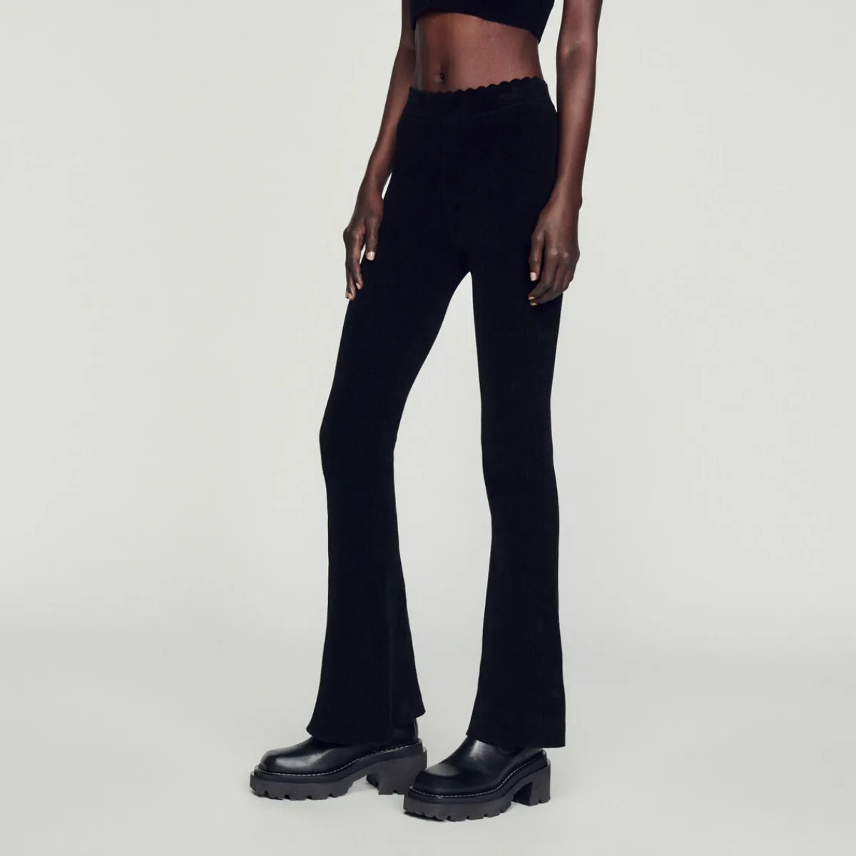 Outlet Flared Velour Knit Pants Women Matching Sets