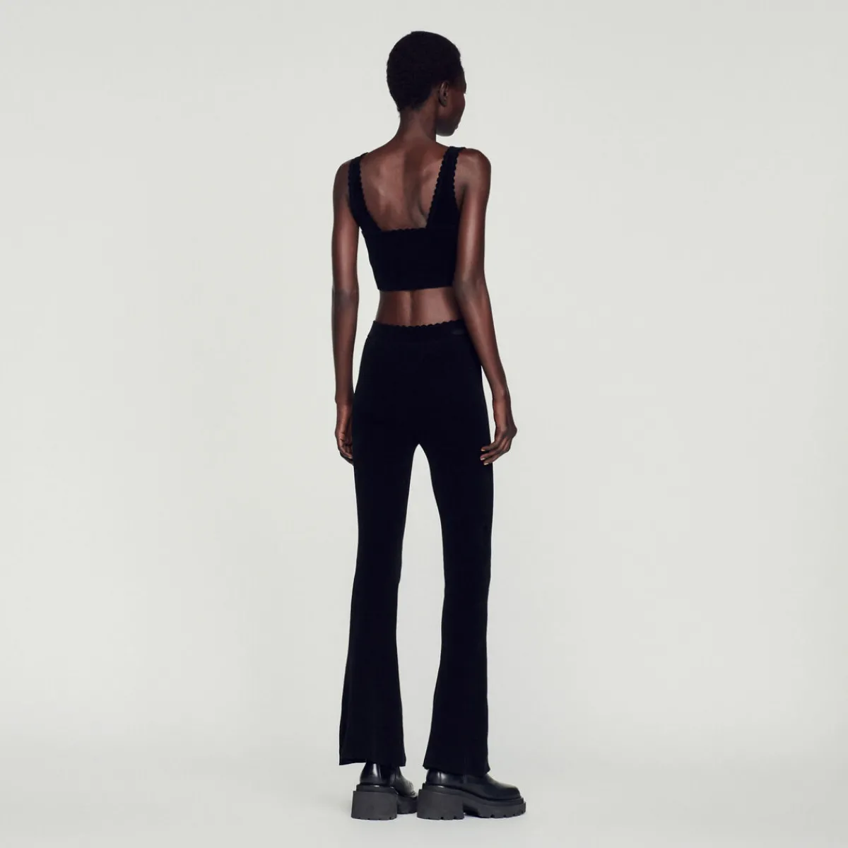 Outlet Flared Velour Knit Pants Women Matching Sets