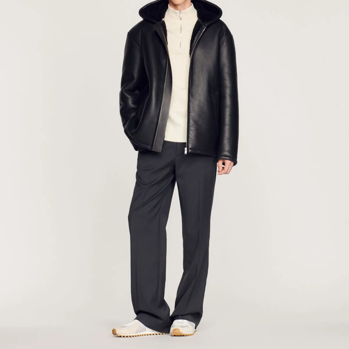 Flash Sale Hooded Sheepskin Jacket Men Jackets