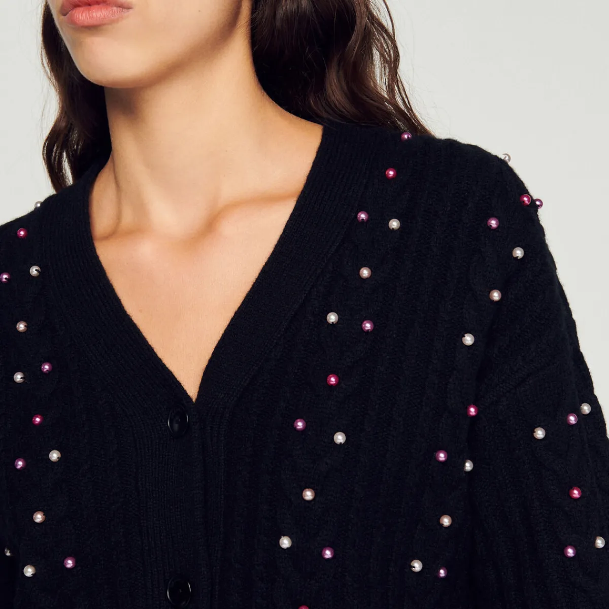 Clearance Knit Cardigan With Decorative Beads Women Sweaters & Cardigans