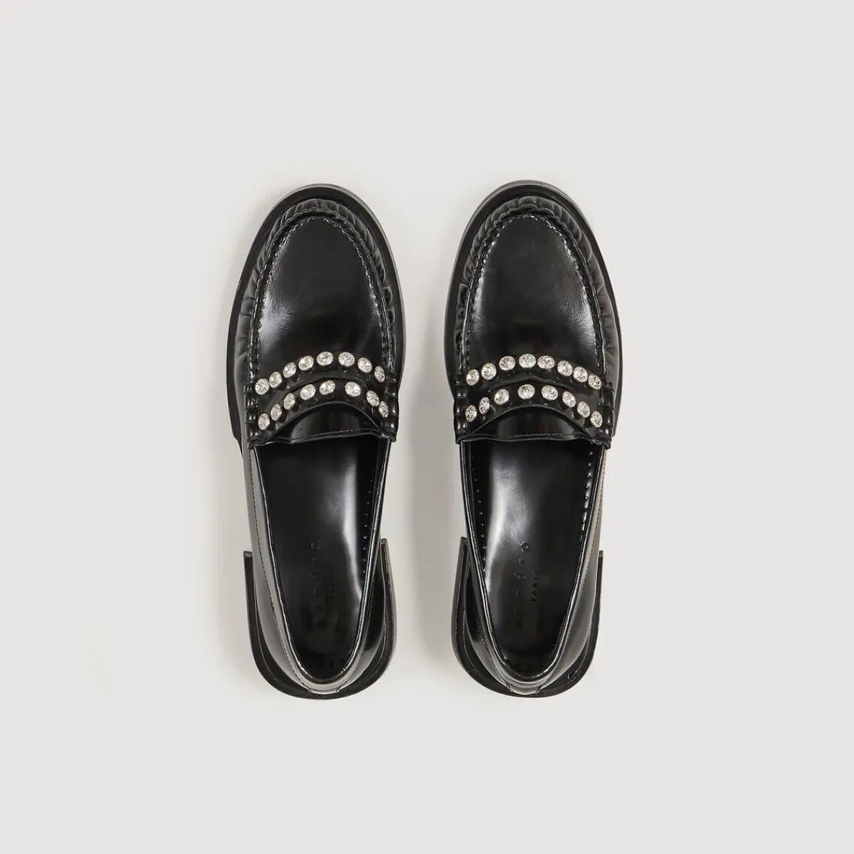 Online Leather Loafers With Rhinestones Women Loafers