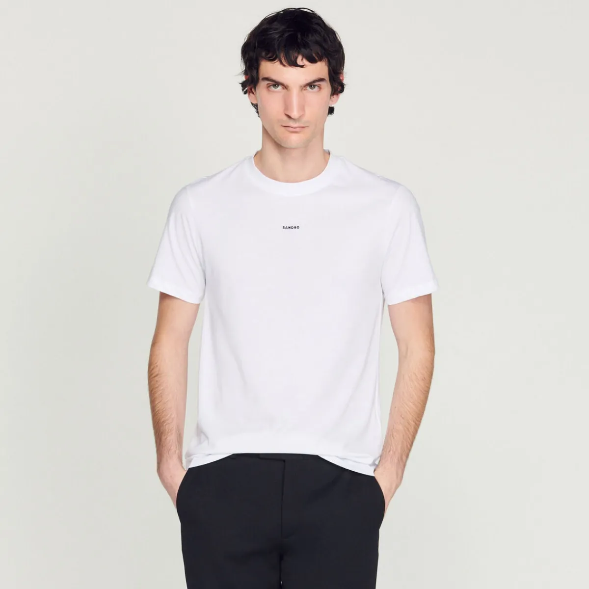 New Sandro Embroidered T-Shirt Men T-Shirts & Polos