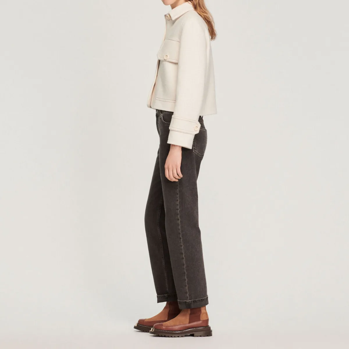 Online Short Button-Up Coat Women Matching Sets
