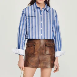 Shop Short Distressed Leather Skirt Women Skirts