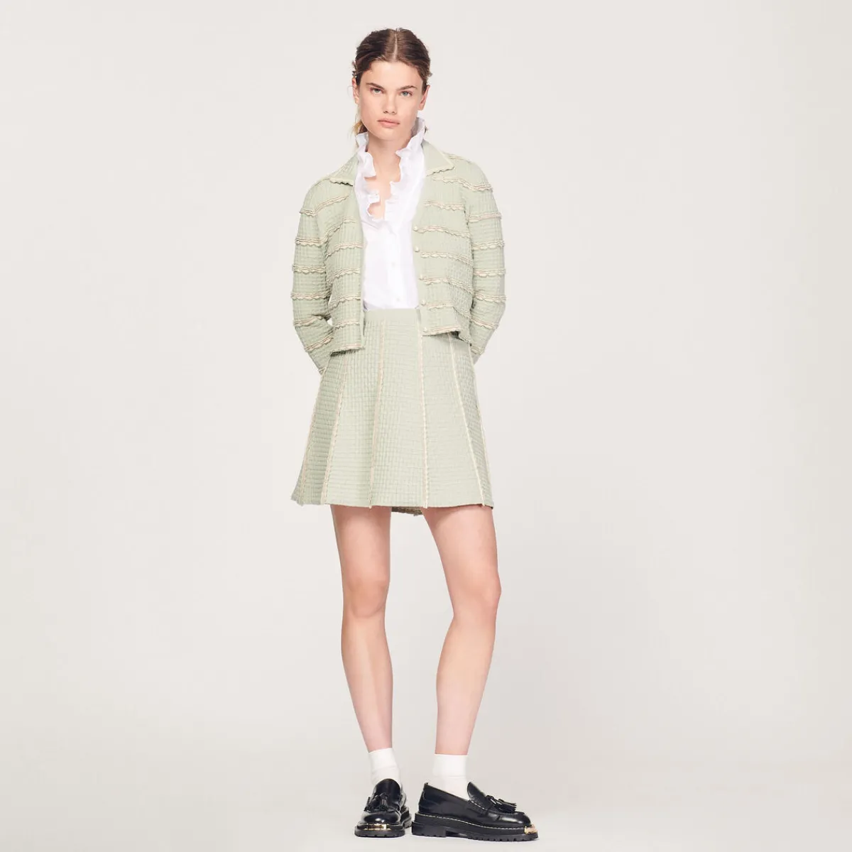 Fashion Short Knitted Skirt Women Matching Sets