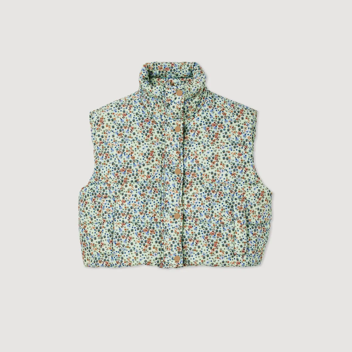 Best Sale Short Sleeveless Padded Jacket And Print Women Coats