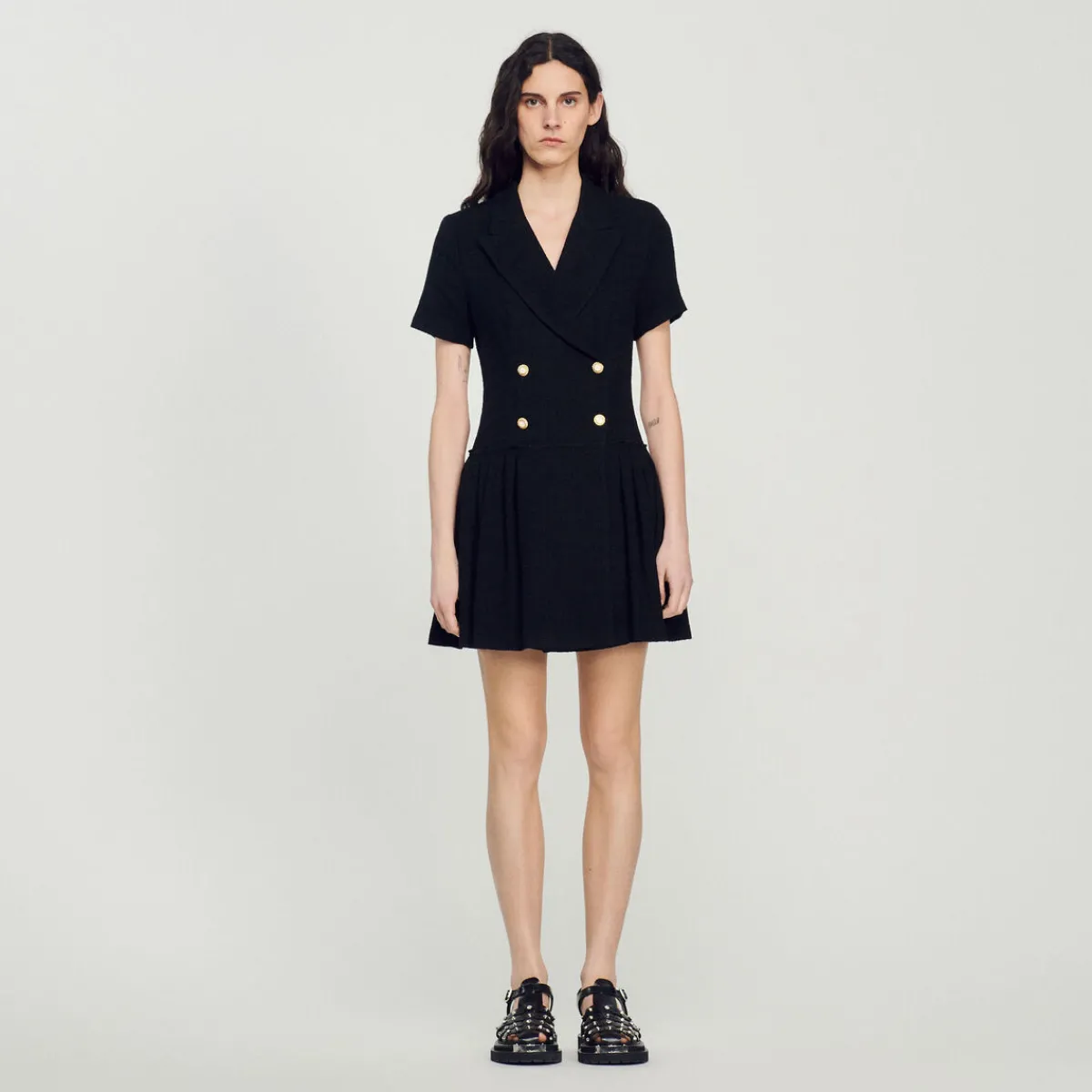 New Short Tweed Coat Dress Women Dresses