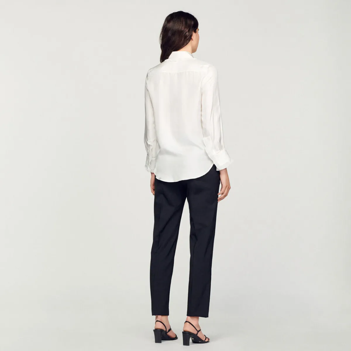 Best Sale Silk Shirt With Pleated Trim Women Tops & Shirts