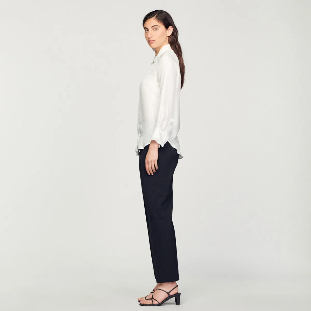 Best Sale Silk Shirt With Pleated Trim Women Tops & Shirts
