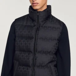 Hot Sleeveless Padded Sandro Logo Jacket Men Coats