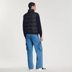 Hot Sleeveless Padded Sandro Logo Jacket Men Coats