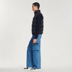 Hot Sleeveless Padded Sandro Logo Jacket Men Coats